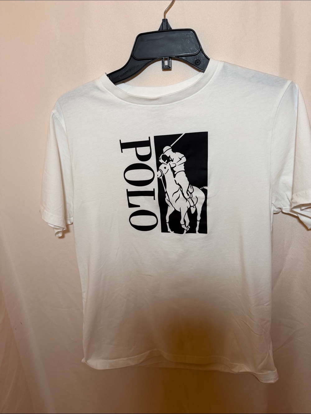 Polo by Ralph Lauren White Tee with Black Polo Player Graphic